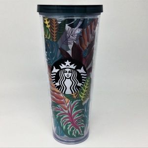 RARE starbucks tropical leaves tumbler